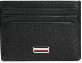 Tommy Hilfiger Mens Pebbled Leather Card Holder - Black