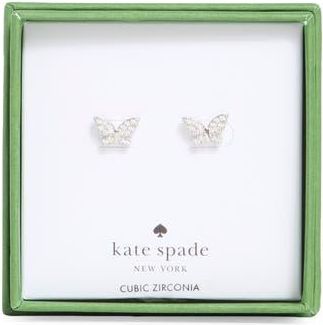 Kate Spade New York pav&eacute; cubic zirconia butterfly stud earrings in Clear /Silver at Nordstrom Rack