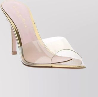 Gianvito Rossi clear strap gold accent pointed toe mules