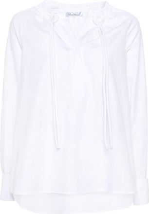 Max Mara cotton-poplin lace-up shirt - women - Cotton - 48 - White