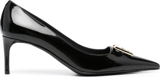 Dolce & Gabbana logo-plaque 75mm leather pumps - women - Calf Leather/Calf Leather/Calf Leather - 36.5 - Black