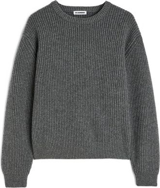 Jil Sander Round-neck Truien - Heren - Ronde hals truien - Grijs - M - Wol - Truien & Vesten