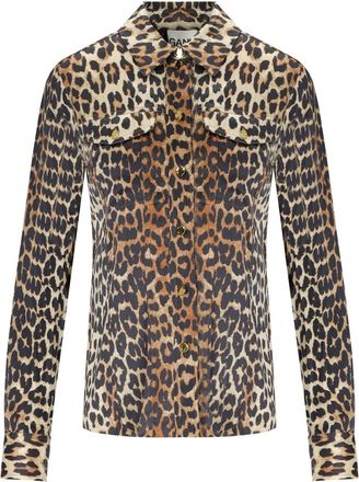 Ganni CAMICIA SATIN ANIMALIER GANNI
