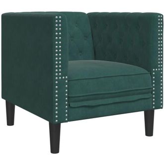 vidaXL Sill&oacute;n Chesterfield De Terciopelo Verde Oscuro Vidaxl