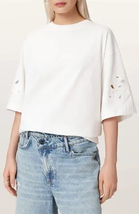 AllSaints Lola Amelie Oversize T-Shirt in Optic White at Nordstrom, Size X-Small