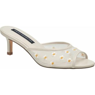French Connection Nancy Mesh Embroidered Kitten Heel in White at Nordstrom, Size 10