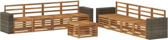 vidaXL Conjunto De Sof&aacute;s De Exterior 9 Uds. Natural Vidaxl