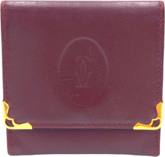 Cartier Must Bordeaux Wine Red Leather Coin Purse/Coin Case (Pre-Owned)