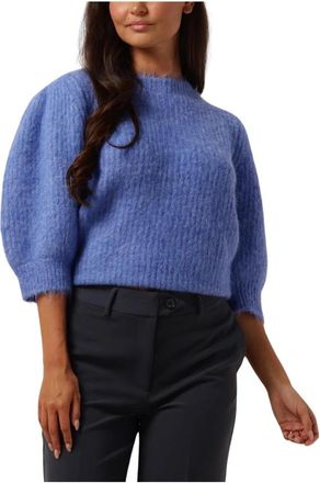 Co'Couture Bow Rib Knit Sweater - Dames - Ronde hals truien - Blauw - M - Truien & Vesten