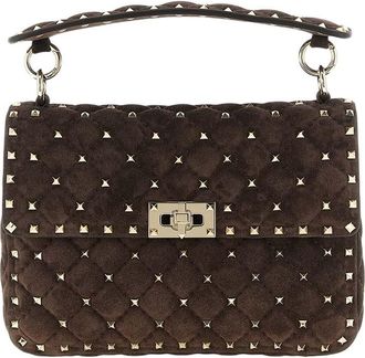 Valentino Garavani Brown Rockstud Spike Small Shoulder Bag