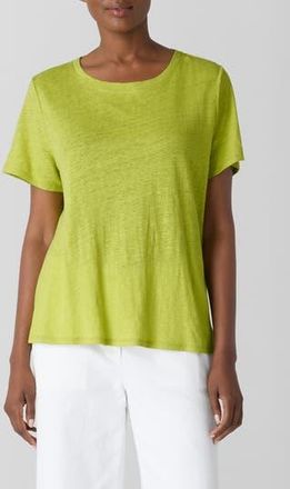 Eileen Fisher Organic Linen Crewneck T-Shirt in Chrts at Nordstrom Rack, Size X-Large