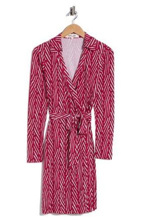 Diane Von F&uuml;rstenberg Jeanne Long Sleeve Wrap Dress in Piazza Tiger Mini Beet Pink at Nordstrom Rack, Size X-Large