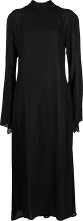 Yohji Yamamoto high-neck long-sleeve dress - women - Silk - 1 - Black