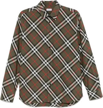 Burberry Check Cotton Poplin Shirt, Size Small