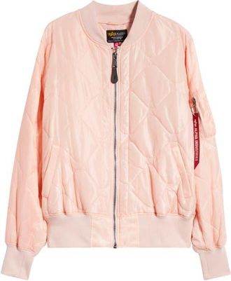 Alpha Industries L-2B Relaxed Water Resistant Quilted Bomber Jacket in Blush Pink at Nordstrom, Size X-Small
