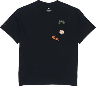 Nike Mens Nike Logo Pocket Printing Round Neck Short Sleeve Black T-Shirt DR7967-010