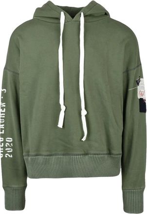 Paul & Shark Cropped Green Hoodie with Contrasting Drawstrings