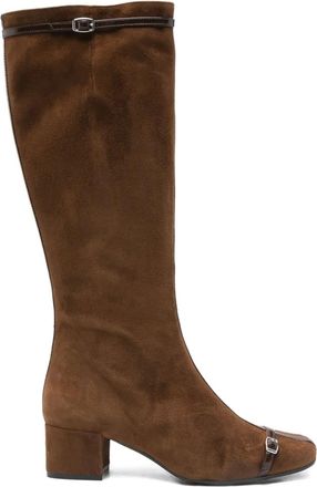 Carel 50 mm suède laarzen met gespdetail - Bruin