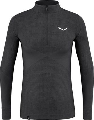 Salewa Zebru Med Warm AMR Half Zip Tee Merinounterwäsche für Herren | grau/schwarz