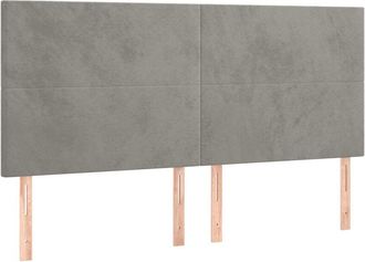 vidaXL Cabecero Con Luces Led Terciopelo Gris Claro 200x5x118/128 Cm Vidaxl