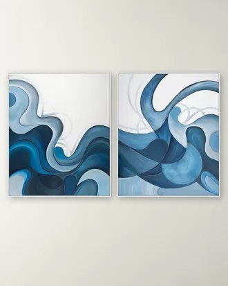 RFA Fine Art Azure Drift Hand-Embellished Giclee Diptych by H. Scott