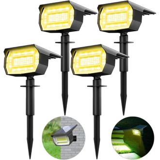 OEM Focos Solares Para Exteriores, Juego De 4 Unidades, 72 Led, 3 Niveles De Brillo, Resistentes Al Agua (ip65), Luz Blanca C&aacute;lida Para Jard&iacute;n Y Caminos