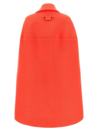 Balenciaga Wool Tricotine Cape Coat - Orange