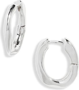Open Edit Curb Link Hoop Earrings in Silver at Nordstrom