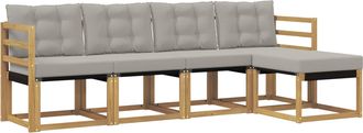vidaXL Conjunto De Sof&aacute;s De Exterior 5 Uds. Blanco Y Gris Claro Vidaxl