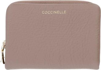 Coccinelle Leren portemonnee met drukknoop - Dames - Accessoires - Beige - Maat: ONE Size Leer