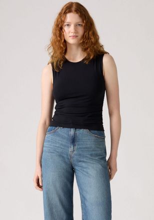 Levi's Tanktop LEVIS CRYSTAL RUCHED TO, Damen, Gr. XS (34), grau (anthrazit night), Jersey, Obermaterial: 91% Viskose, 9% Elasthan, figurbetont h&uuml;ftlang, Run