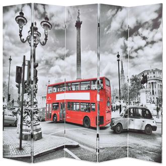 vidaXL Biombo Divisor Plegable 200x170 Cm Bus Londres Blanco Y Negro Vidaxl