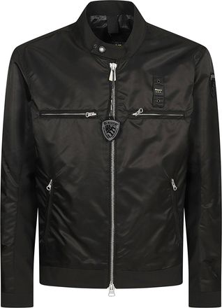 Blauer Mid-Season Black Jacket With Zippered Cuffs And Minimalist Design