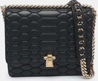 Roberto Cavalli Black Quilted Leather Hera Shoulder Bag
