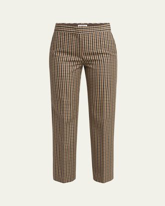 Jil Sander Gingham Cropped Wool Tailored Pants