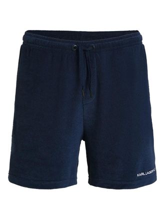 Karl Lagerfeld elongated-logo swim shorts - men - Organic Cotton/Polyester - M - Blue