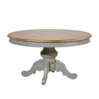 Robin des Bois Mesa ovalada de roble con 1 extensi&oacute;n para 6/8 cubiertos gris