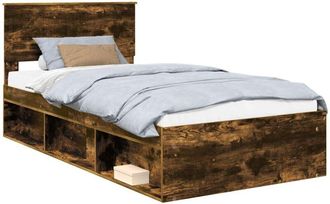 vidaXL Estructura De Cama Con Cabecera Roble Ahumado 100 X 200 Cm Vidaxl