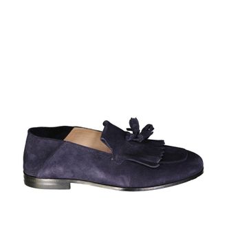 Ferragamo Blue Calfskin Slip-On Mens Loafers