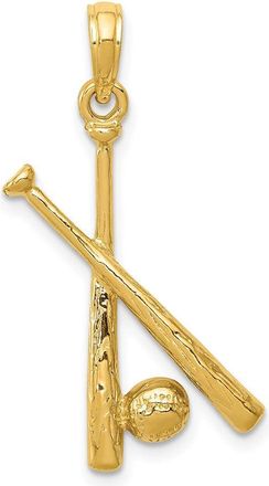 Diamond2Deal 14k Yellow Gold Polished Open-Backed Bats Baseball Pendant