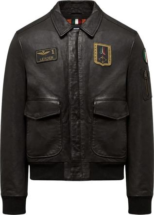 Aeronautica 262Pn 0895U100839 Leren Jas - Heren - Bomber jackets - Zwart - 3XL - Katoen - Jassen