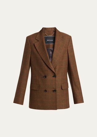 Kiton Prince of Wales Check Cashmere Double-Breasted Jacket