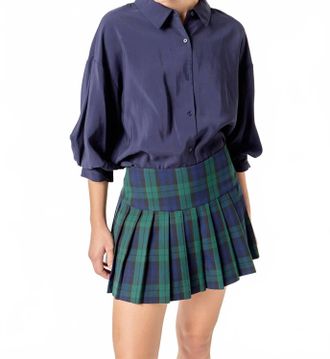 English Factory Plaid Skort In Green/blue