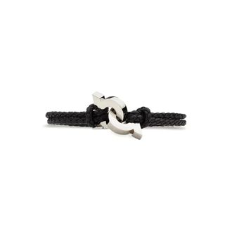 Ferragamo Bracelets, male, Black, Size: ONE SIZE Braided Strap Silver-tone Jewelry