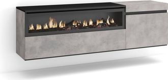 Skraut Home Skraut Home - Mueble Tv, Televisi&oacute;n, Muebles De Sal&oacute;n, Almacenaje, 150x45x35cm, Para Tv Hasta 65, Chimenea El&eacute;ctrica, Colgado, Suspendido, Estilo Mode