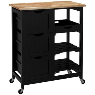 HOMCOM Carrito de cocina 67x37x85.5 cm negro