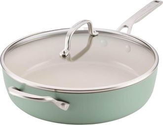 KitchenAid 5 Quart Hard-Anodized Ceramic Induction Saute Pan with Lid - Cardamom