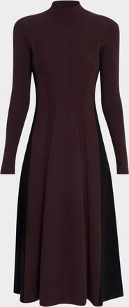Reiss Zaya Contrast-Panel Knit Midi Dress