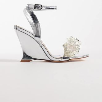 Azalea Wang Azalea Wang - Winters - Sandali con zeppa color argento con fiori