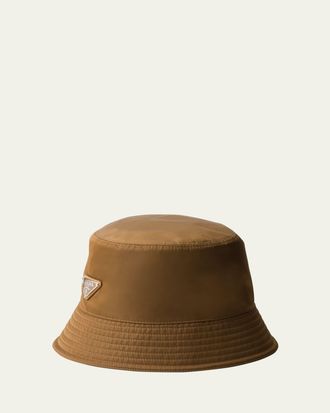 Prada Mens Nylon Triangle-Logo Bucket Hat
